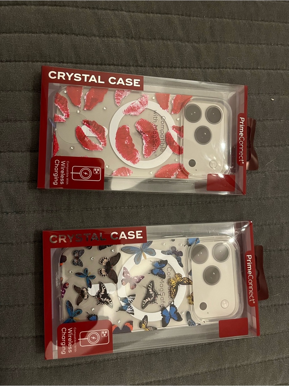 2 MagSafe Compatible Crystal Phone Cases – Lips & Butterfly Designs iPhone 17